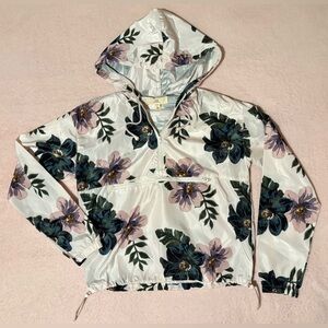 NWOT Thread & Supply Pastel Floral Hooded Adjustable Rain/Wind Jacket - XS